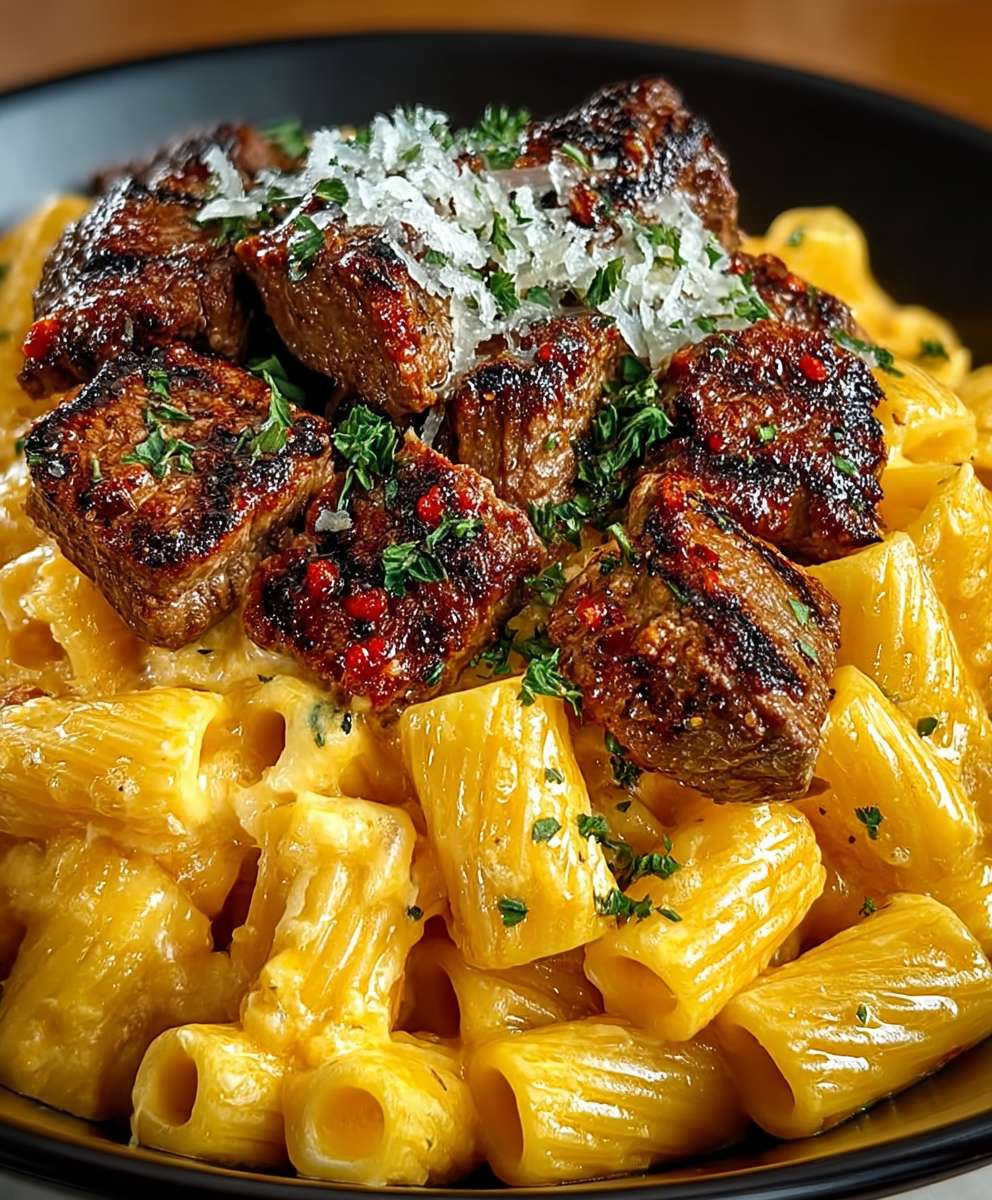 Cajun Steak Tips Rigatoni