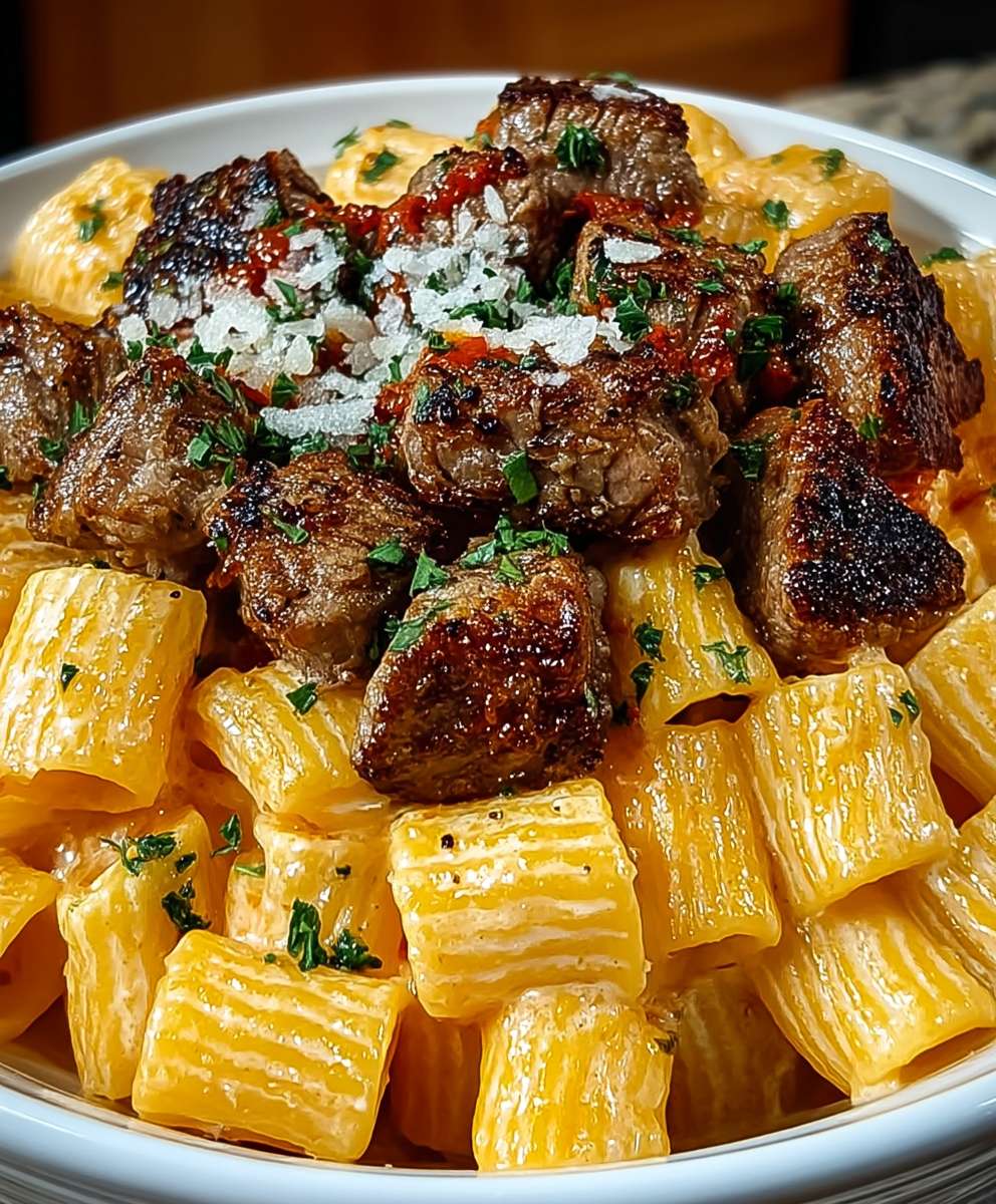 Cajun Steak Tips Rigatoni