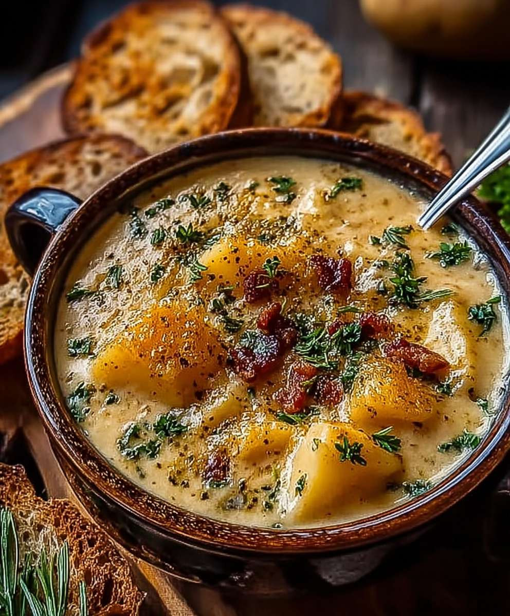 Cheddar Garlic Herb Potato Soup