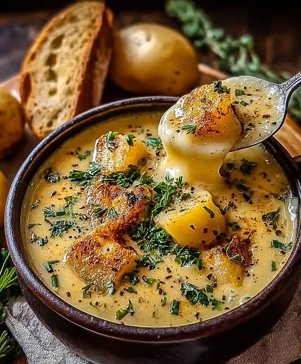 Cheddar Garlic Herb Potato Soup
