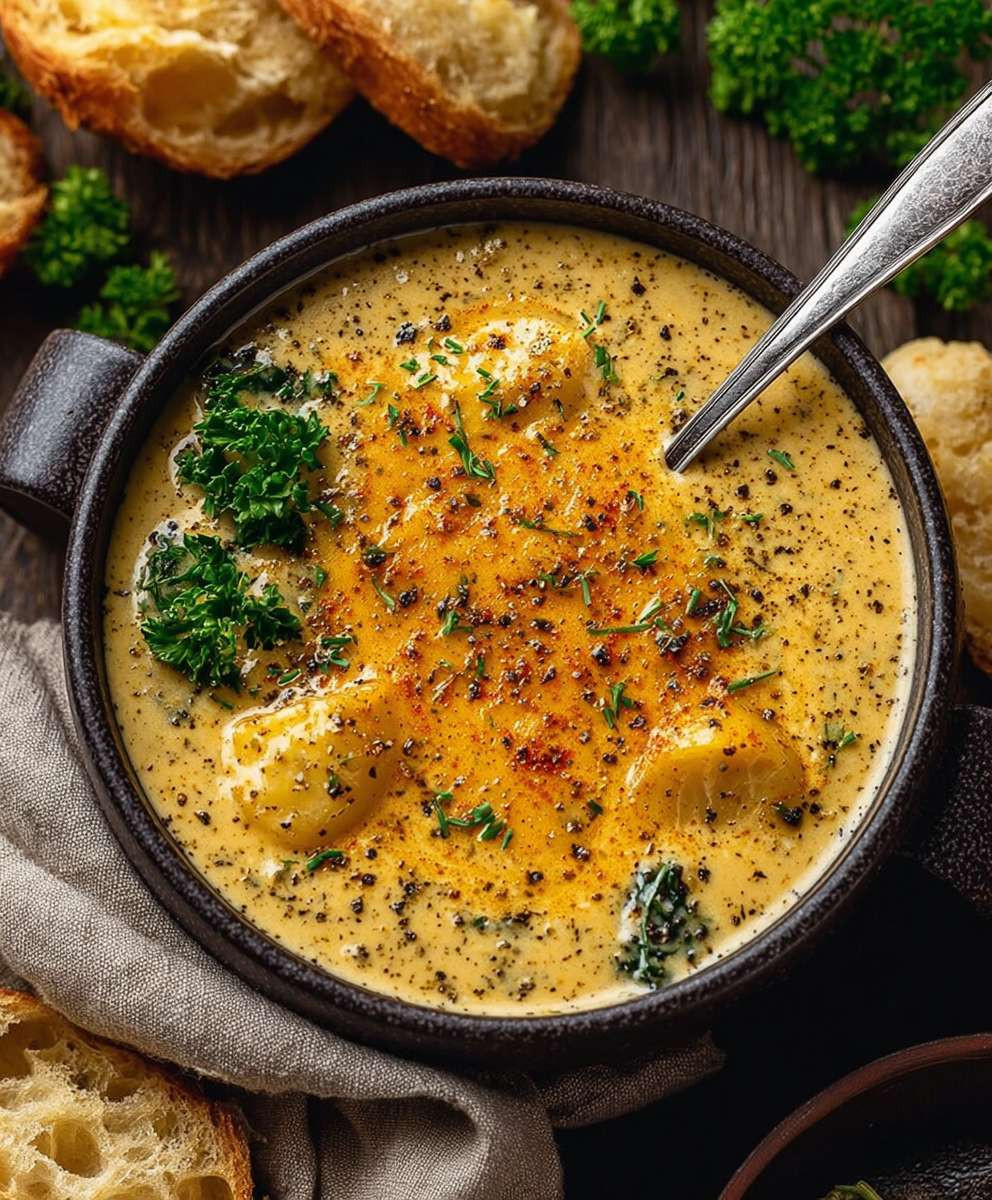 Cheddar Garlic Herb Potato Soup