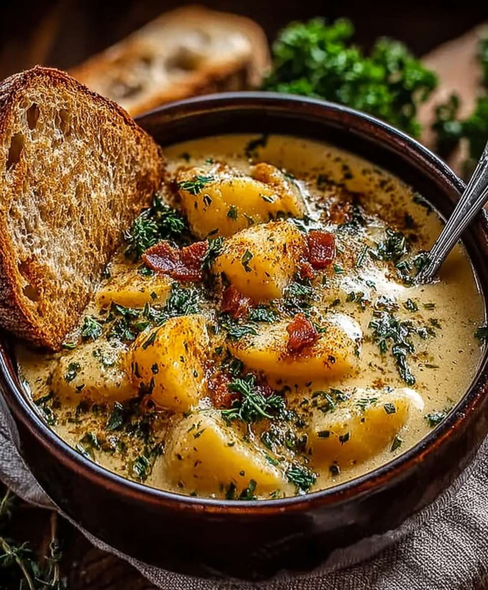Cheddar Garlic Herb Potato Soup