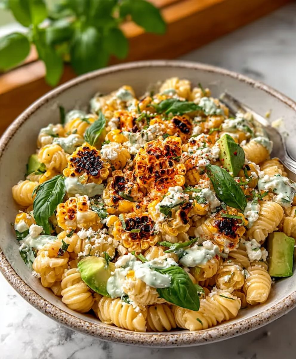 Creamy street corn pasta salad