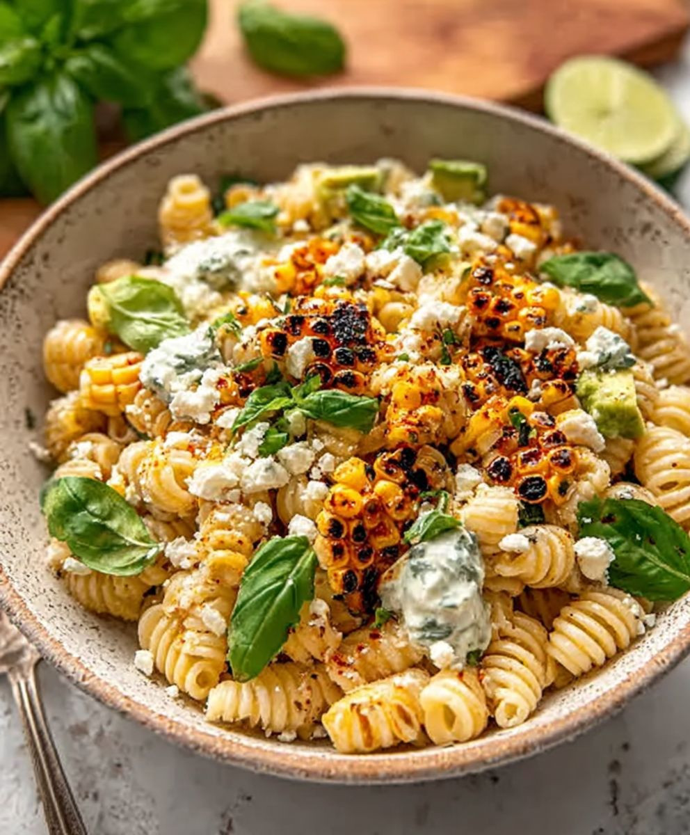 Creamy street corn pasta salad