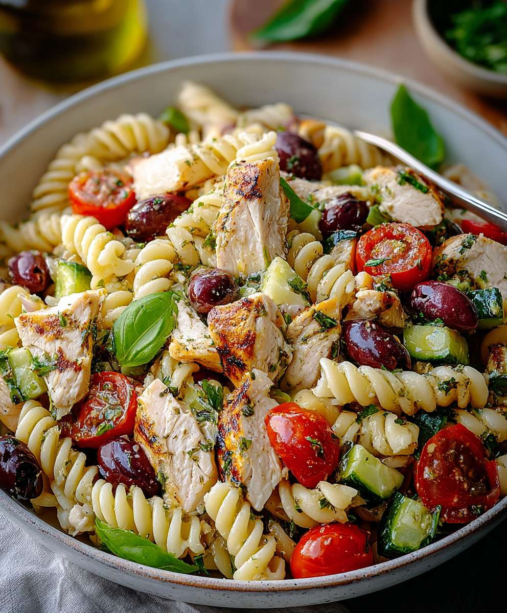 Mediterranean Chicken Pasta Salad