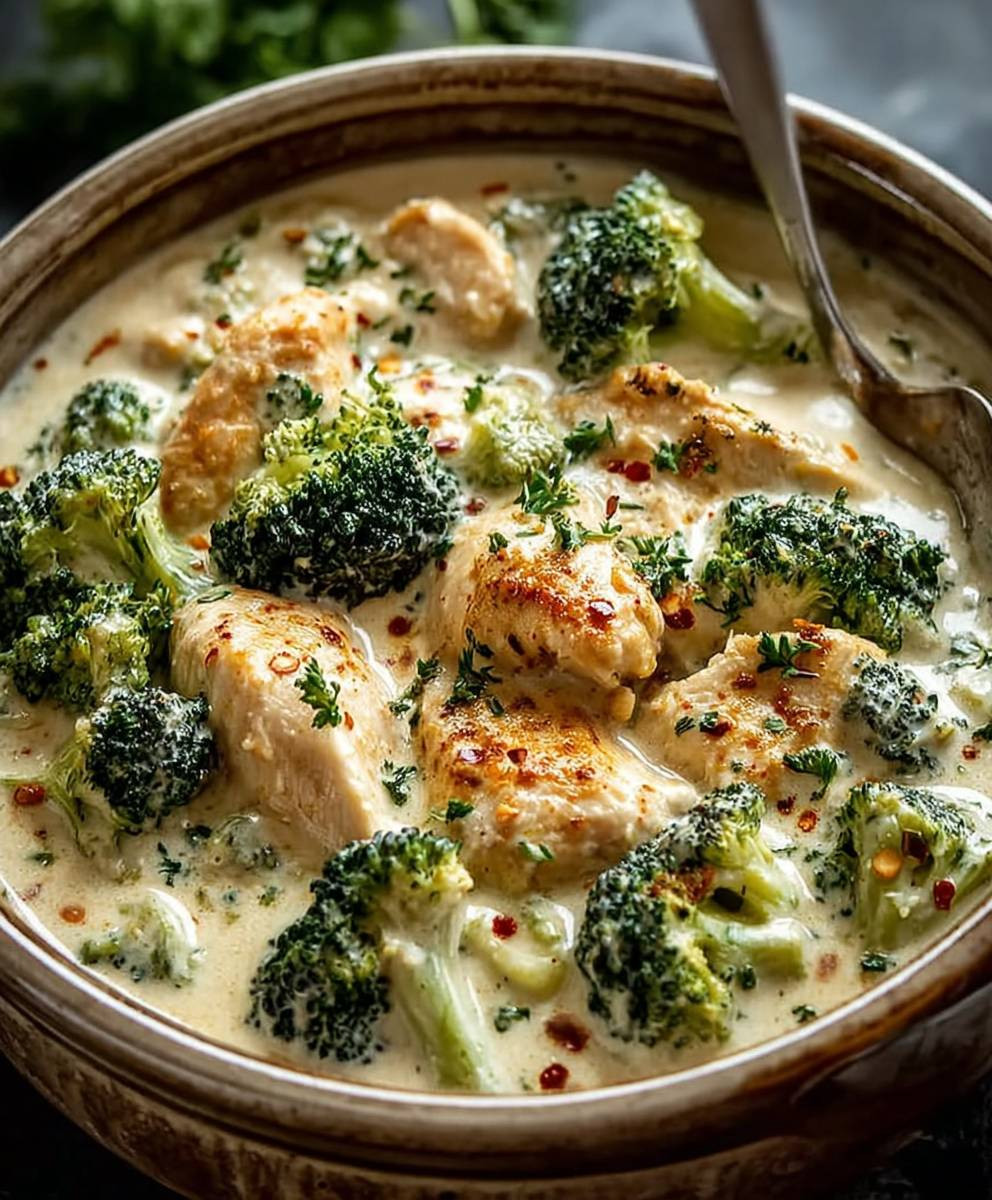 Slow Cooker Chicken Alfredo Broccoli