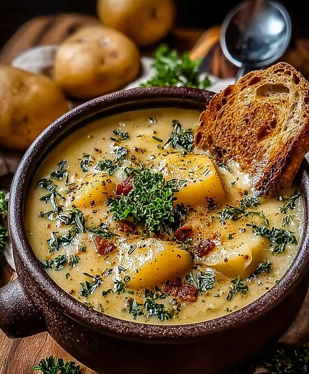 Cheddar Garlic Herb Potato Soup