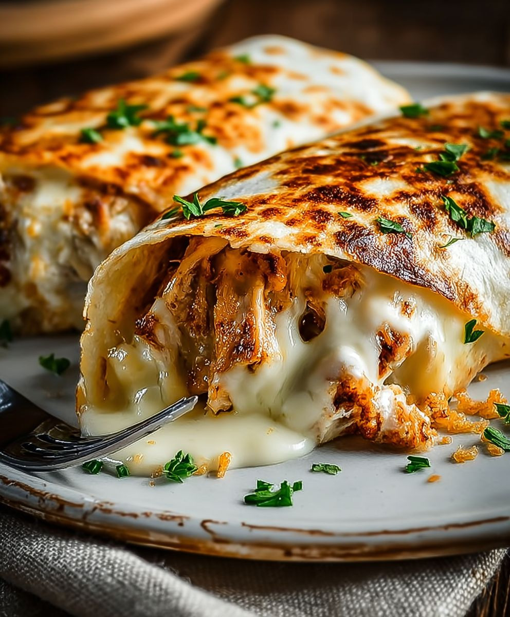 Cheesy Garlic Chicken Wraps