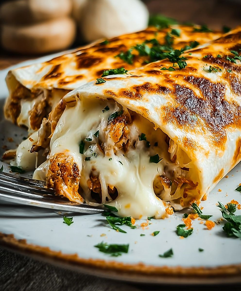 Cheesy Garlic Chicken Wraps