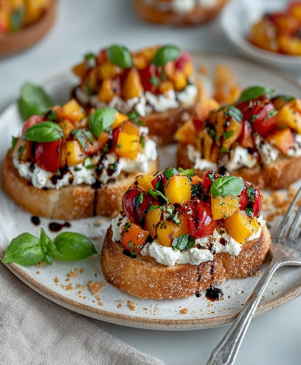 Peach Bruschetta Whipped Ricotta