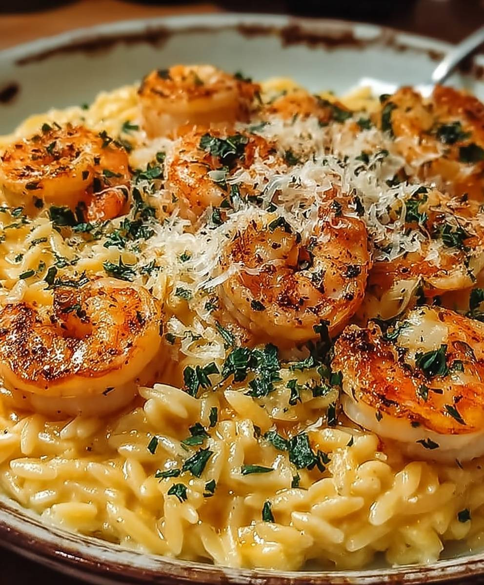 Parmesan Orzo with Shrimp