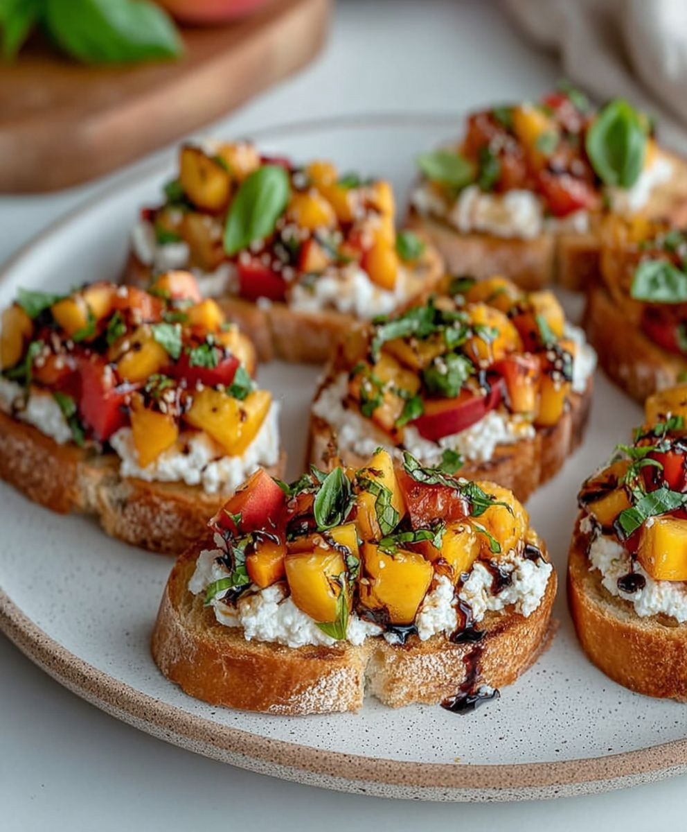 Peach Bruschetta Whipped Ricotta