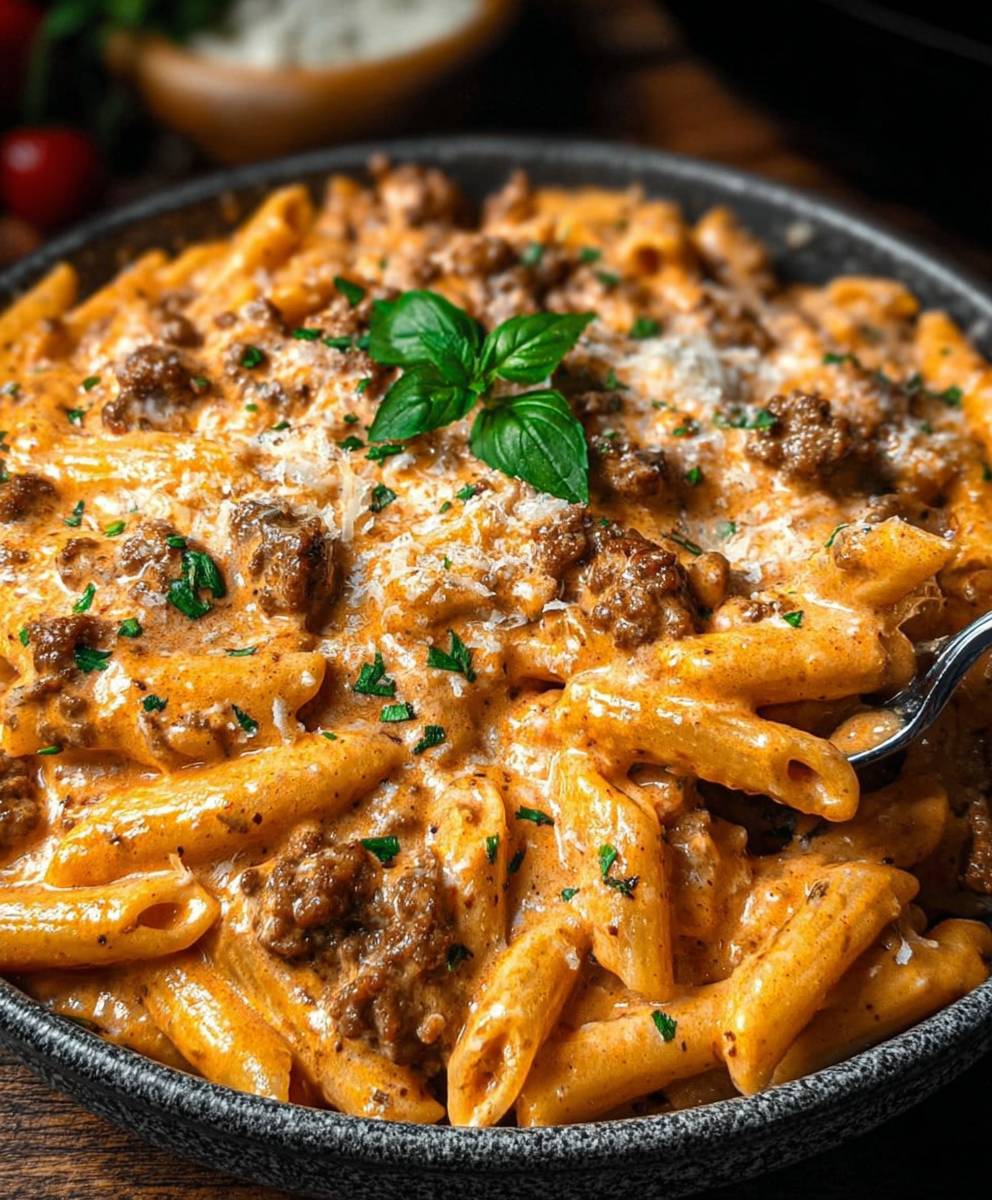 Creamy beef pasta weeknight dinner
