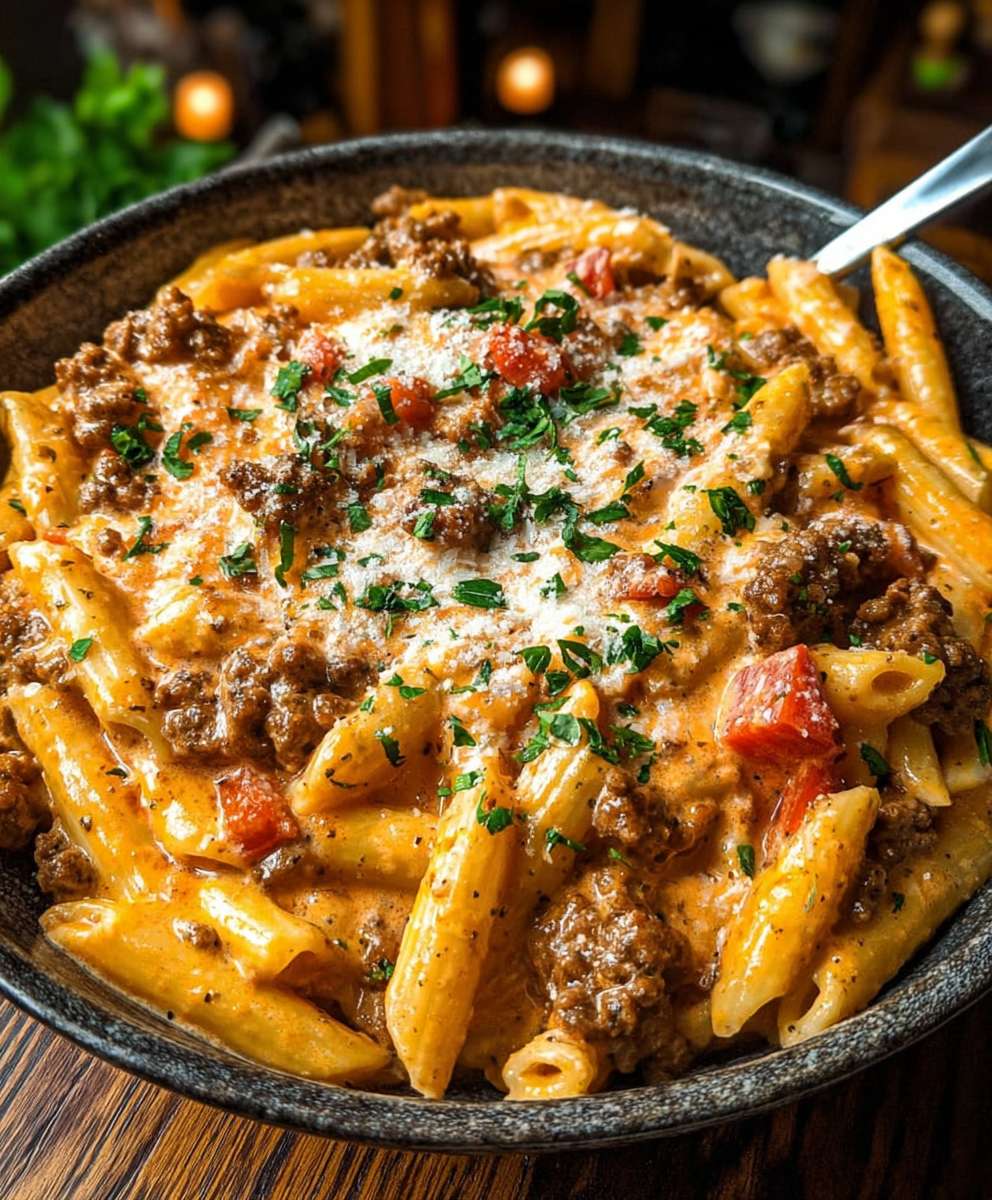 Creamy beef pasta weeknight dinner