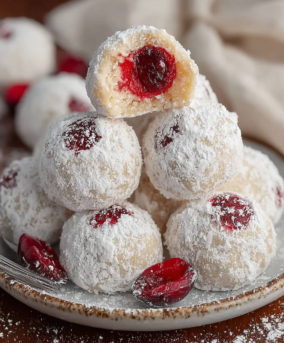 Cherry Snowball Cookies