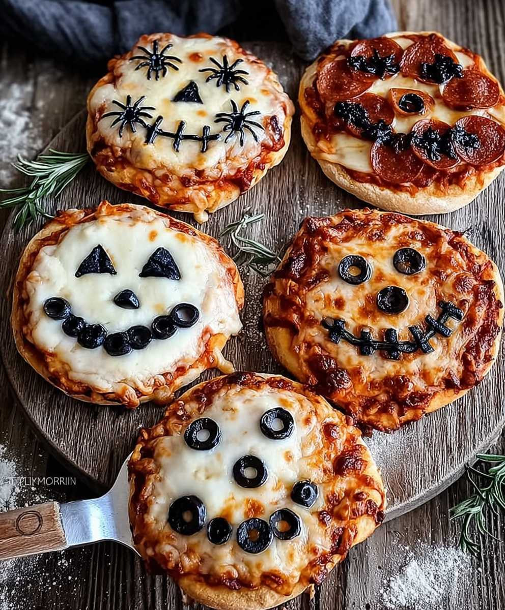 Halloween mini pizzas