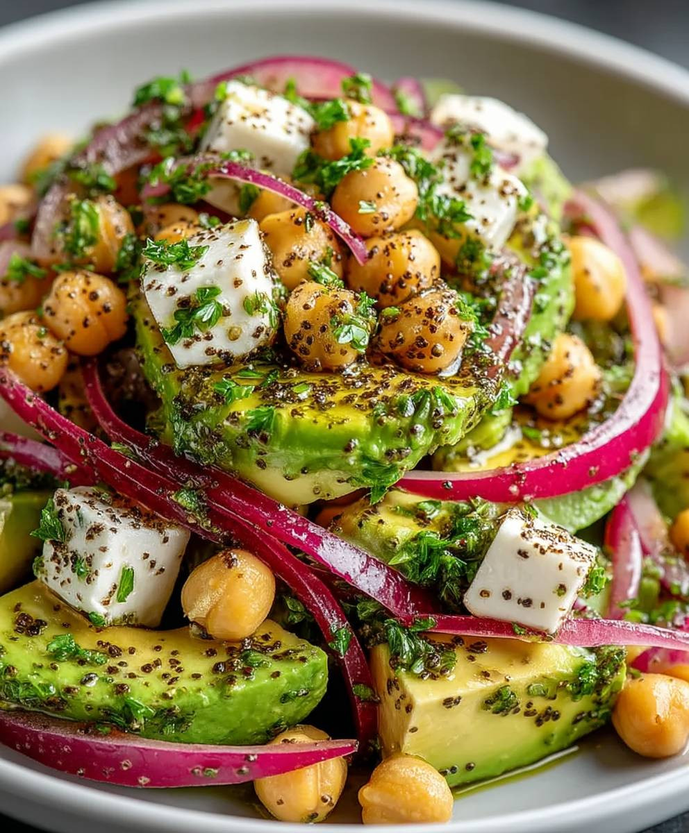 Chickpea Feta Avocado Salad
