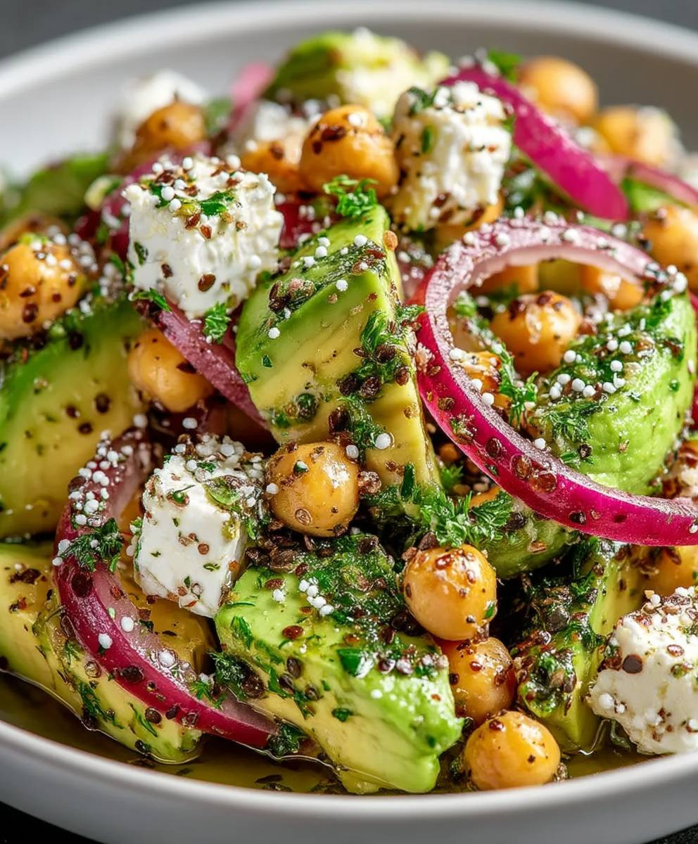Chickpea Feta Avocado Salad