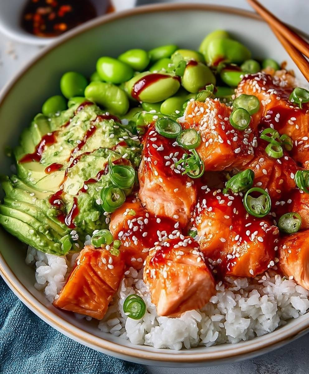 Honey Sriracha Salmon Bowls