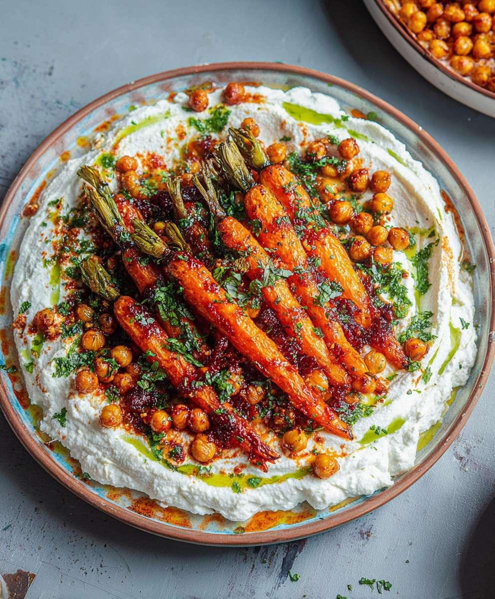 Honey Harissa Carrots Whipped Feta