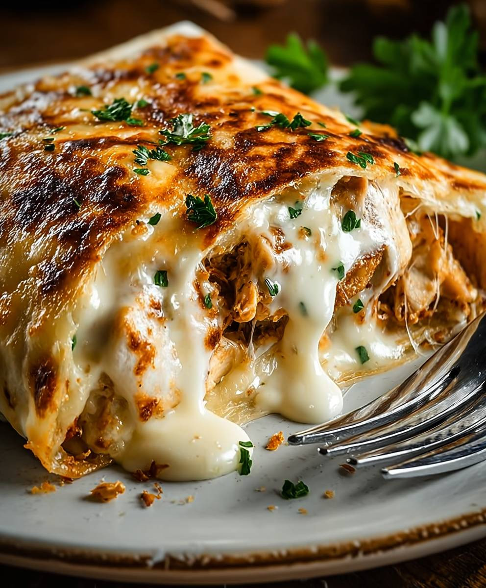 Cheesy Garlic Chicken Wraps
