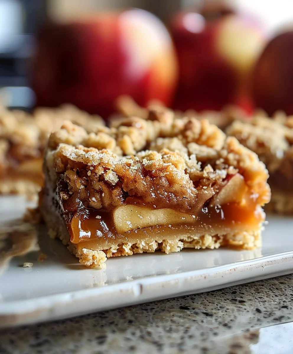 Chewy Salted Caramel Apple Crumble Bars - Perfect Fall Treat