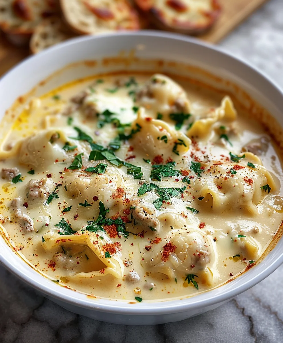 Creamy Alfredo Lasagna Soup – A Comforting Family Dinner