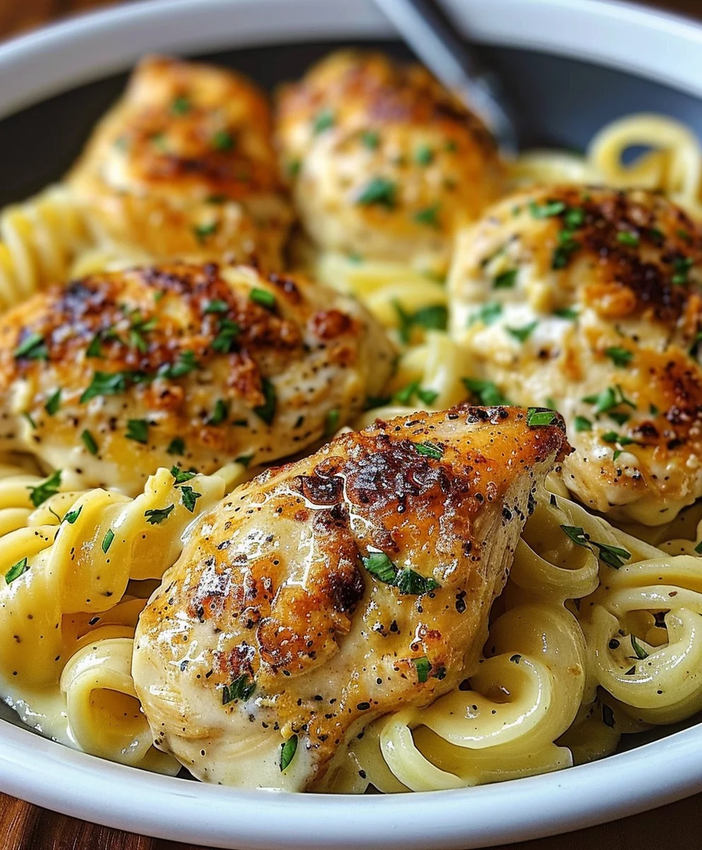 Creamy Garlic Parmesan Chicken & Cheesy Twisted Pasta Recipe