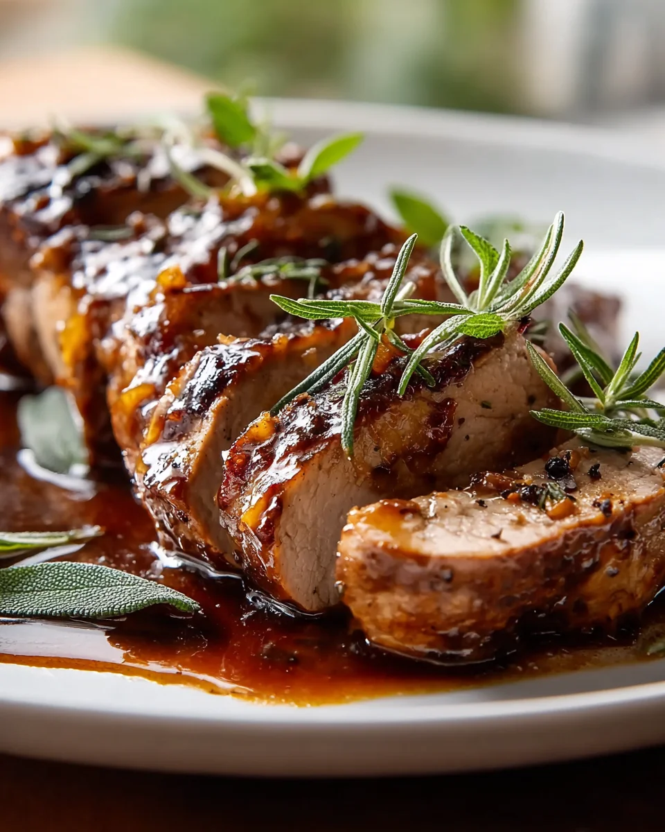 Savory Slow Cooker Apple Butter Glazed Beef Tenderloin