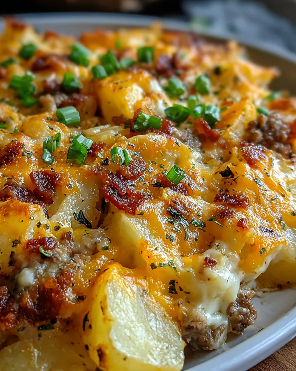 Hearty Slow Cooker Cowboy Potato Casserole with Beef