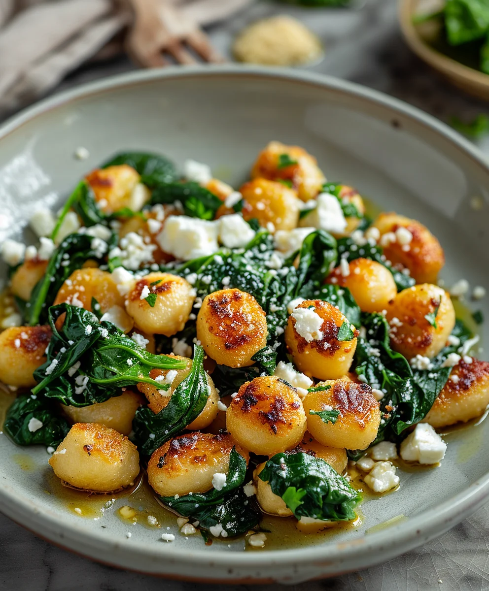 Crispy Gnocchi with Spinach & Feta – Quick & Delicious!