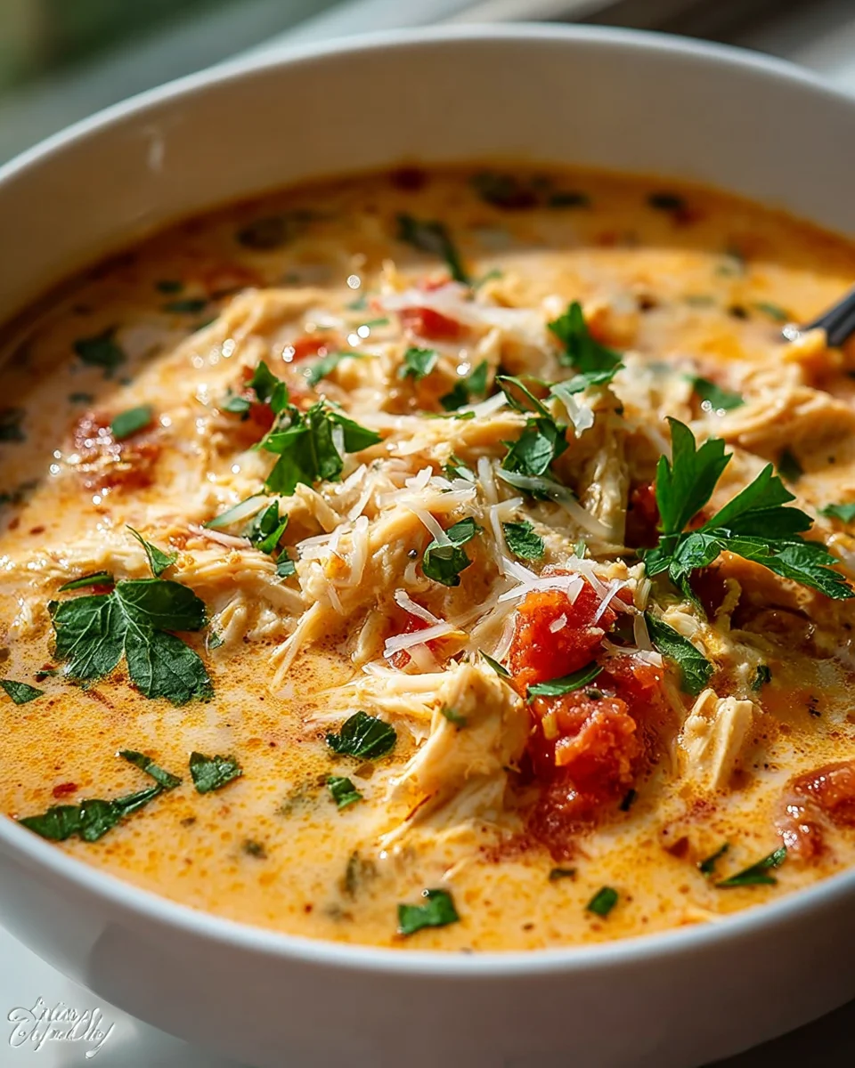 Crock Pot Creamy Chicken Parm Soup: Easy & Delicious!