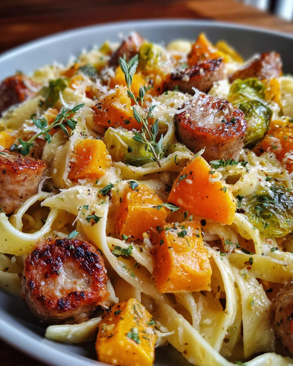 Delicious Autumn Sausage Pasta & Butternut Squash Dinner