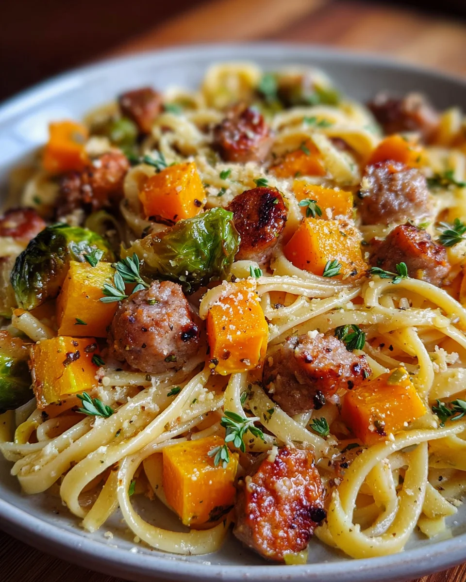 Delicious Autumn Sausage Pasta & Butternut Squash Dinner