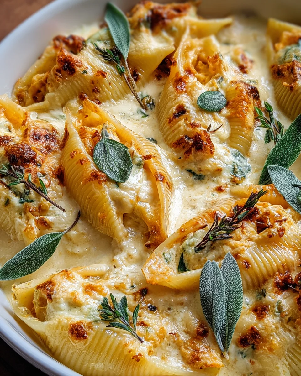 Pumpkin Gouda Stuffed Shells with Brown Butter Sage Alfredo