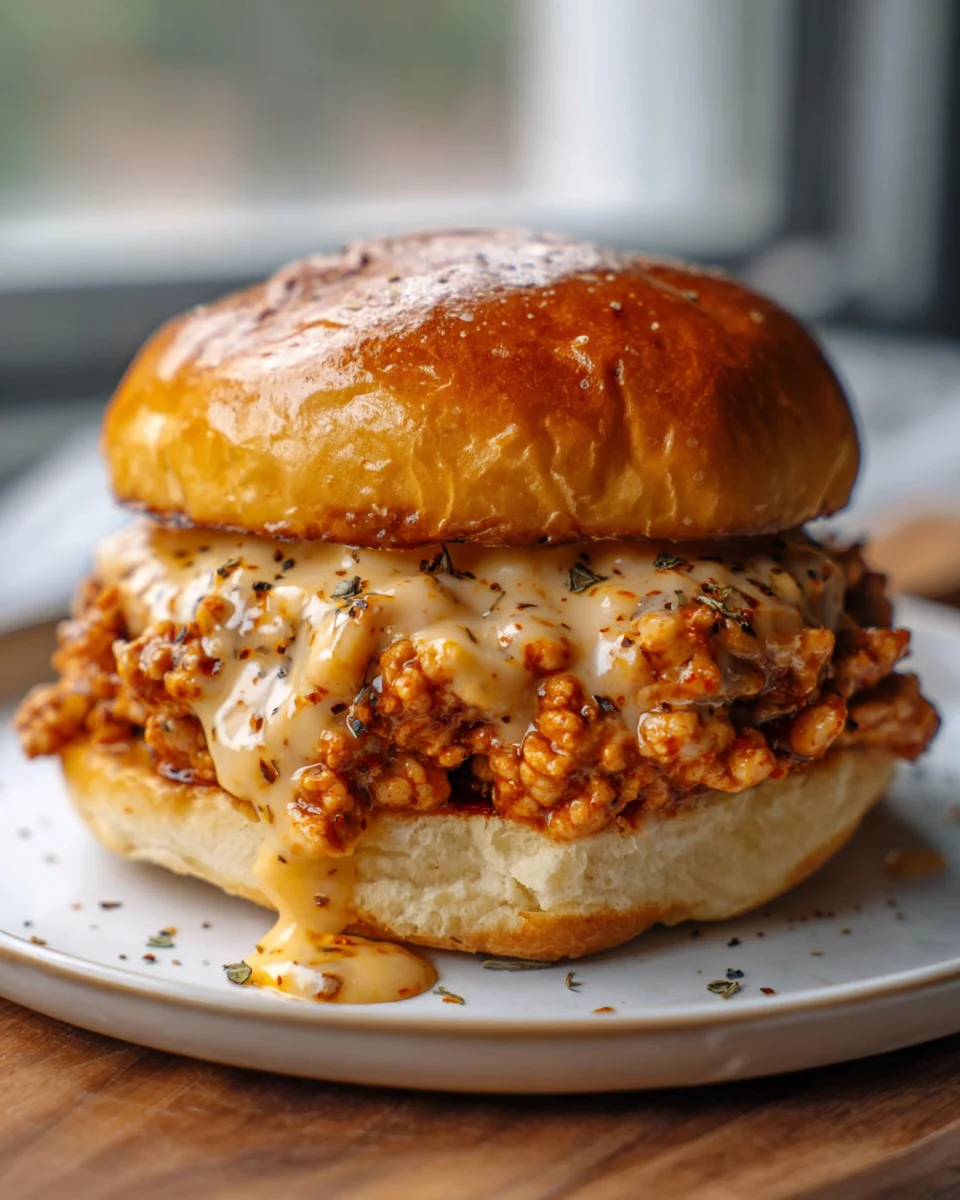 Cajun Chicken Sloppy Joes with Creamy Cheese Sauce