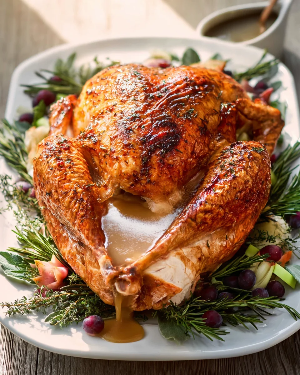 Moist and Juicy Roasted Turkey with Perfect Gravy Recipe