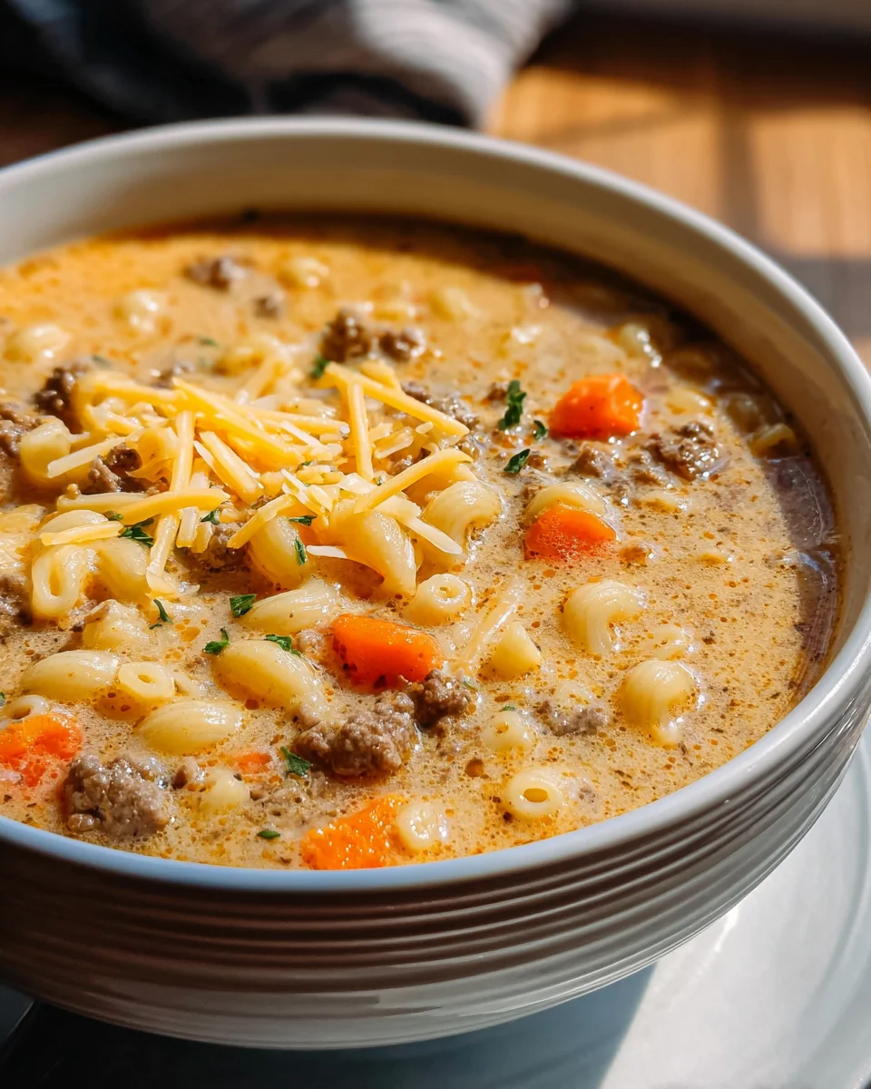 Cheeseburger Macaroni Soup: Comfort in Every Bowl!