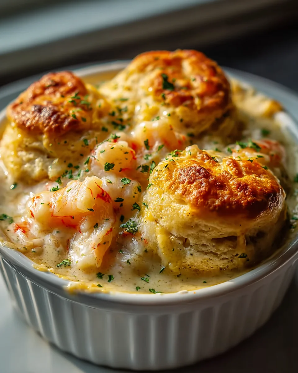 Shrimp Lobster Cheddar Bay Biscuit Pot Pie Recipe Delight