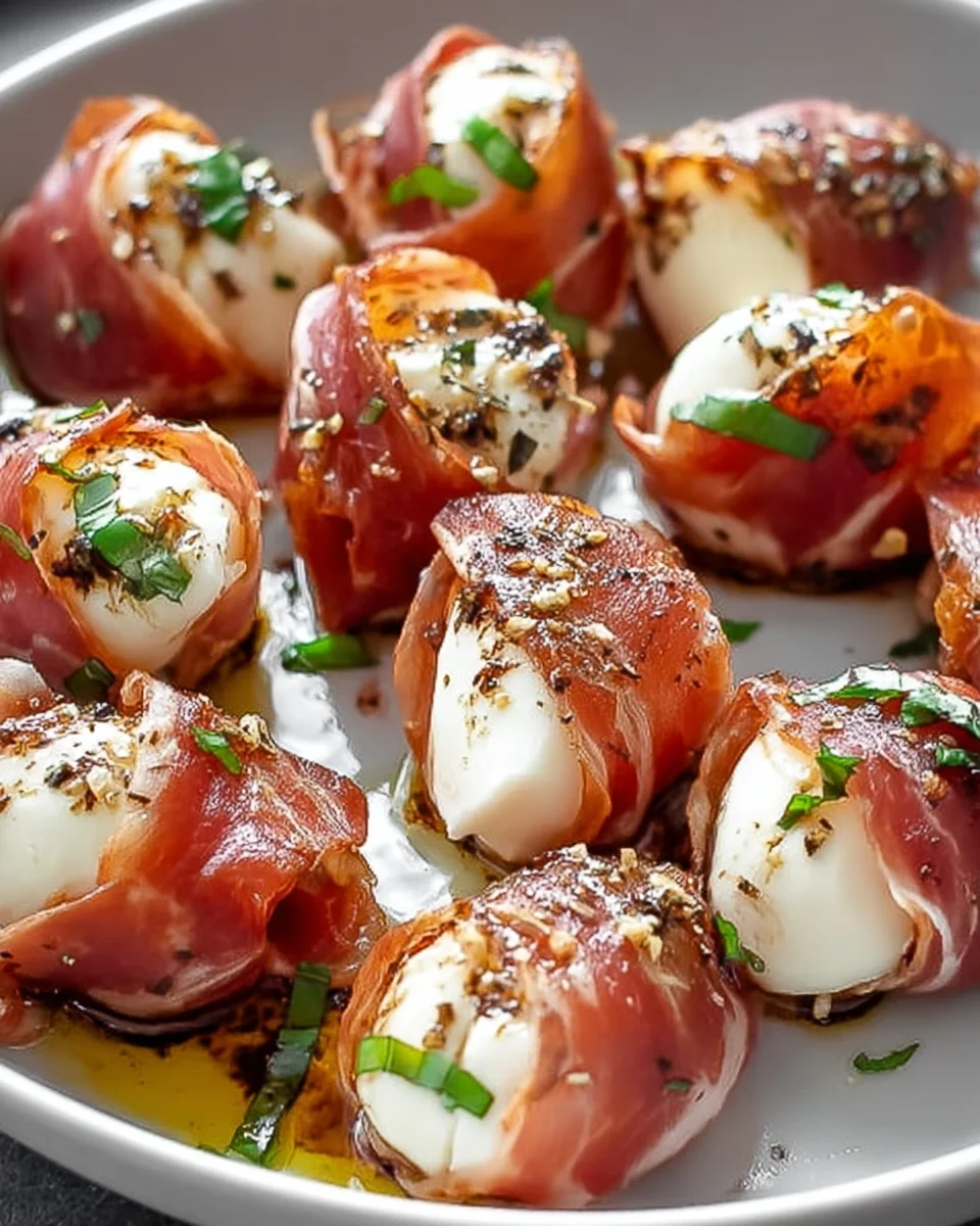 Savory Beef Prosciutto Wrapped Mozzarella Bites Recipe