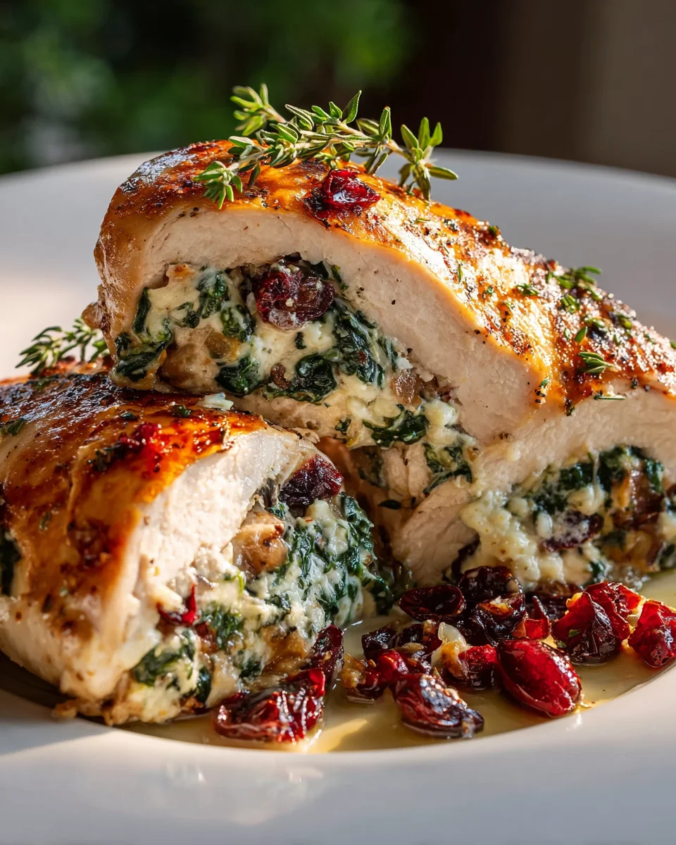Spinach Cranberry Stuffed Chicken Breasts