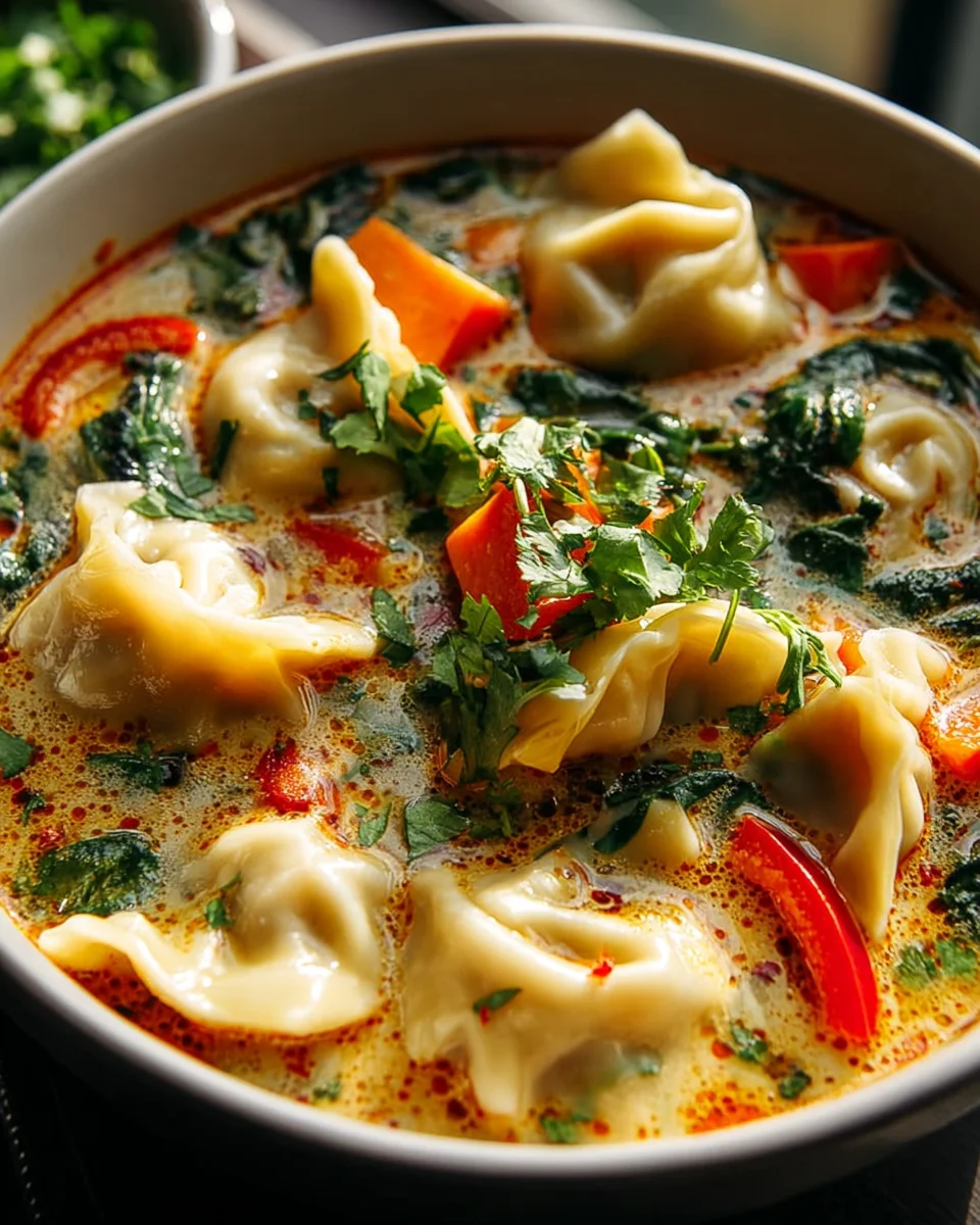 Thai Beef Potstickers in Creamy Coconut Broth Recipe