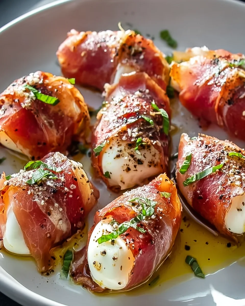 Savory Beef Prosciutto Wrapped Mozzarella Bites Recipe
