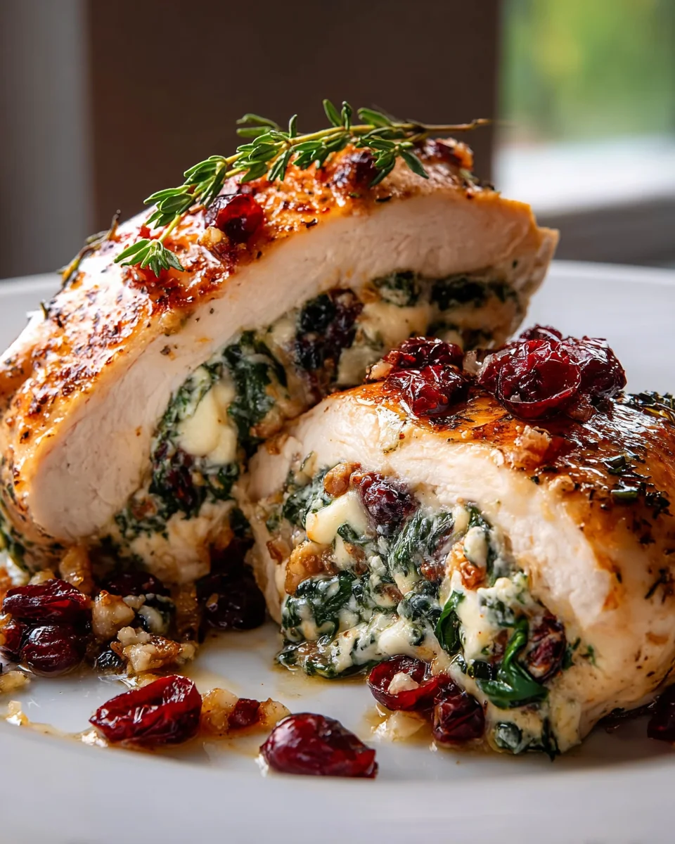 Delicious Spinach Cranberry Stuffed Chicken Breasts Recipe
