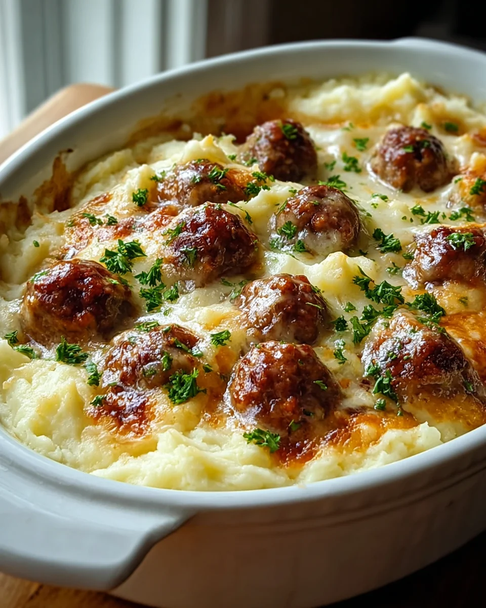 Delicious Meatball Mashed Potato Bake for Comfort Food Lovers