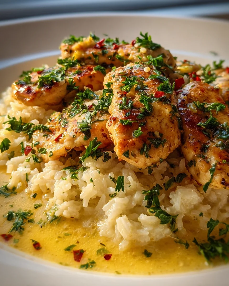 Delicious Chicken Scampi with Garlic Parmesan Rice Recipe