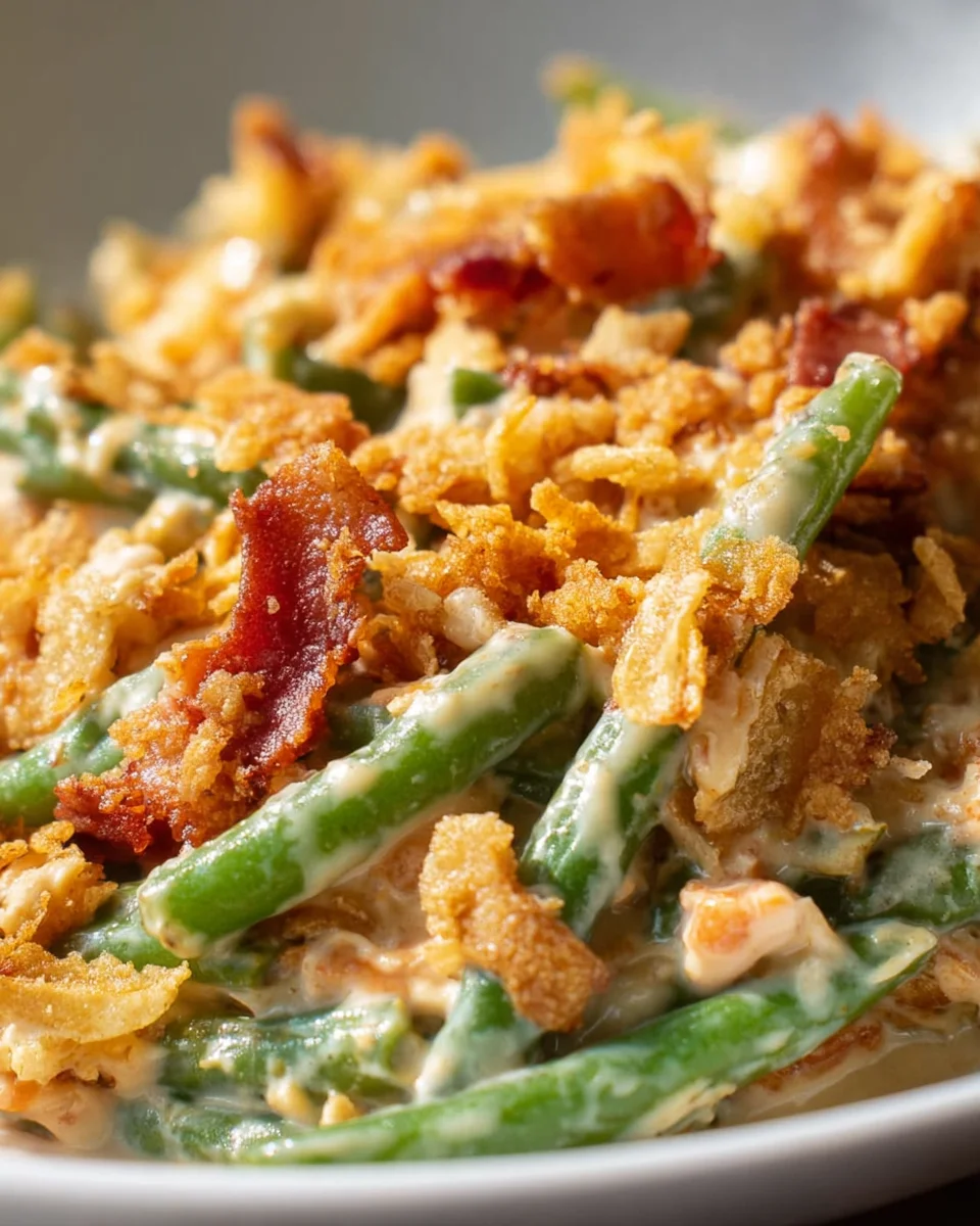 Cream Cheese Bacon Green Bean Casserole