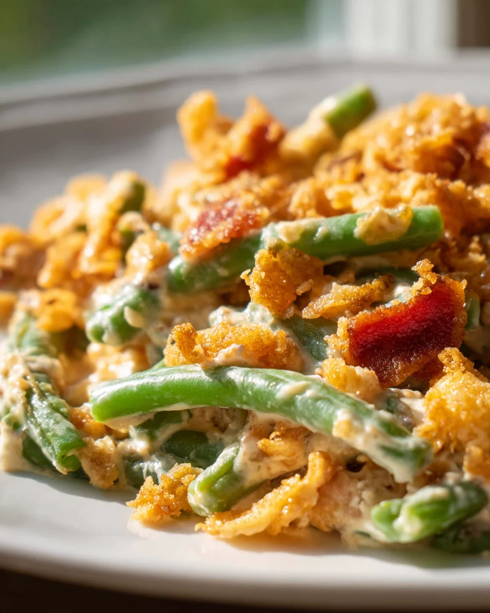 Delicious Cream Cheese Beef Bacon Green Bean Casserole Recipe