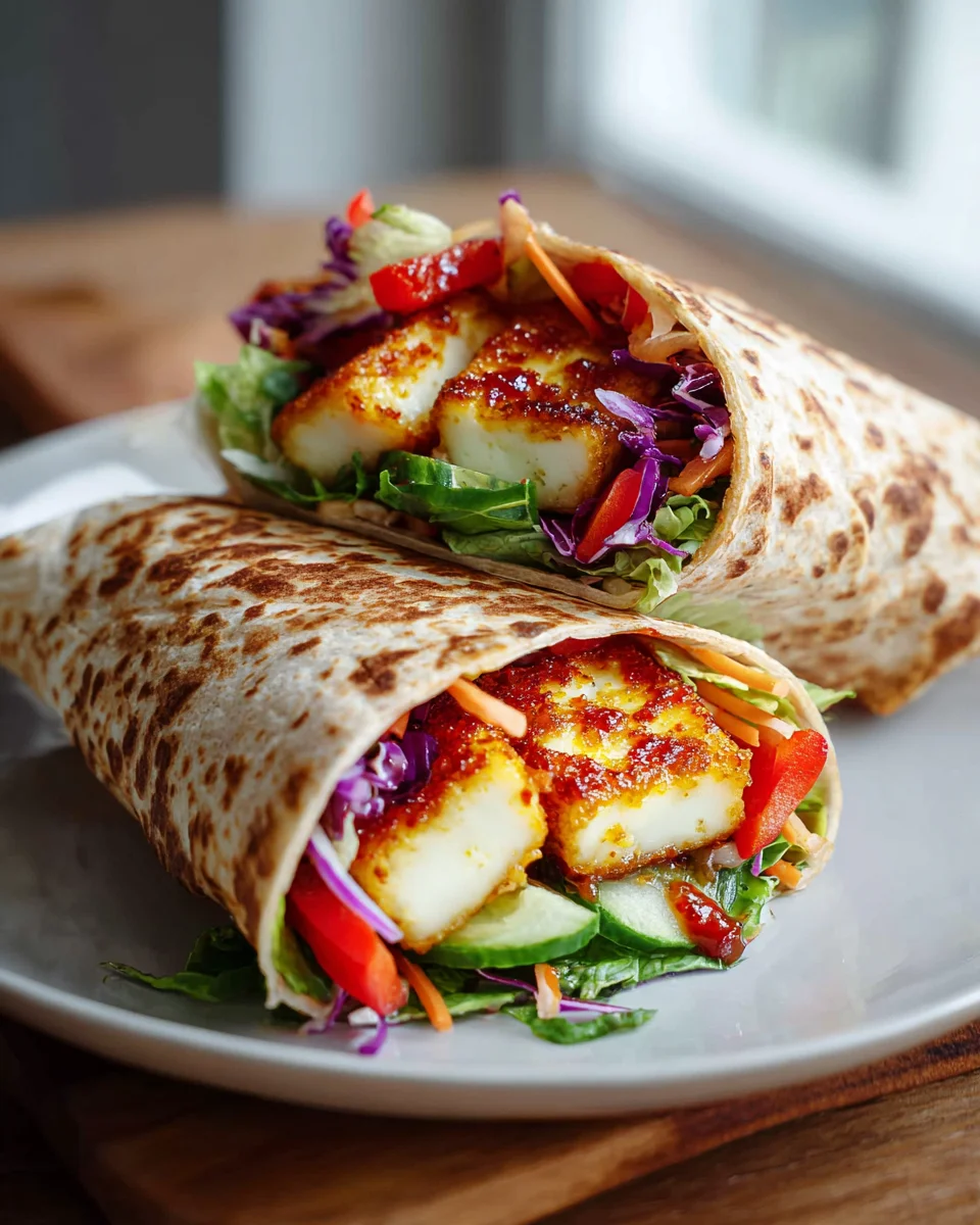 Easy Vegetarian Sweet Chili Halloumi Wraps for Lunch