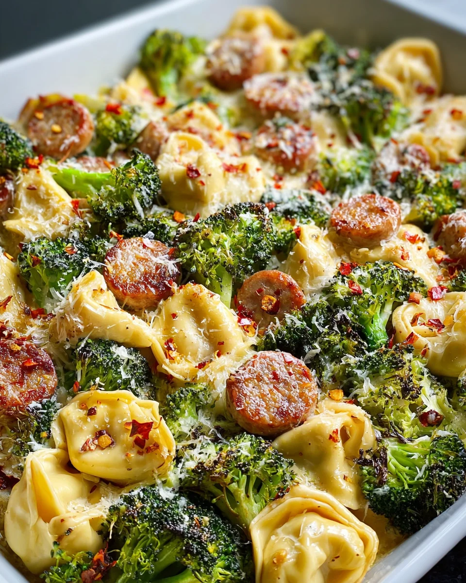 Easy Sheet Pan Broccoli Tortellini Bake Dinner Recipe
